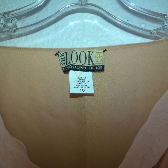 The Look Luxe, Peach long flare sleeve shirt, with embroidery details, 100% silk - Picture 5 of 7